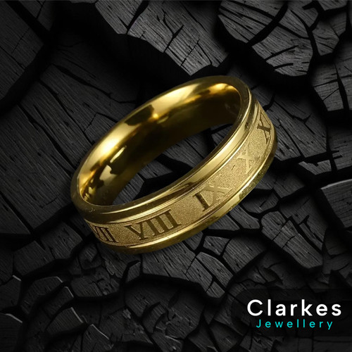 9ct roman numeral band - gf,