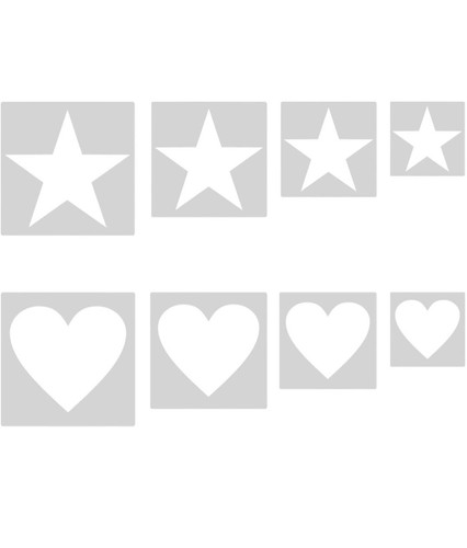 8pcs star stencil - star, heart