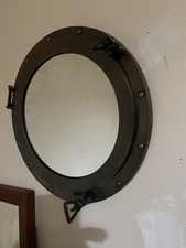 Authentic Solid brass/bronze ship porthole mirror (vintage) 45cm