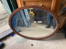 Vintage Antique Brown Wooden Frame Oval Wall Hanging Mirror 70 cm x 53 cm