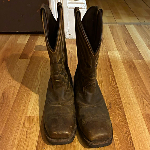 Double brown leather western - double-h,