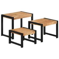 Nesting Tables 3 pcs Solid Wood with Sheesham Finish vidaXL