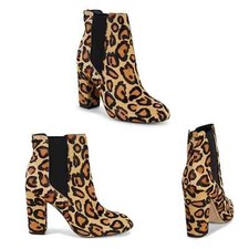 Sam Edelman Womens Case Leopard Animal Print Calf Hair Chelsea Ankle Boots 7 