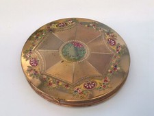 Large Zenette Vintage Powder Floral Design Compact