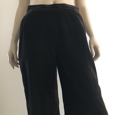 Marks And Spencer M&S Brown Plush Velvet Wide Leg Trousers • S • W29