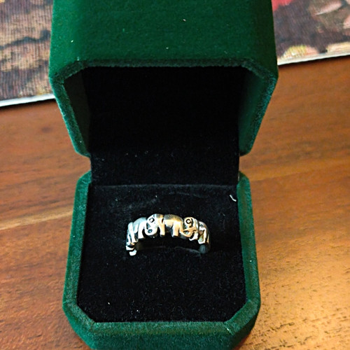 Silver raised elephant design - elephant,