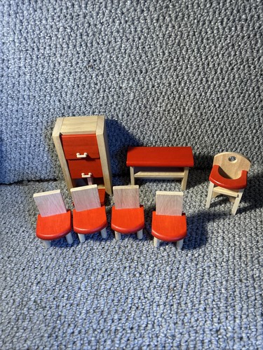 Set wooden red dolls - set, house