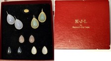 KJL Kenneth Lane (2) Magnetic Lever Back Earrings w/5 Interchangeable Gemstonea