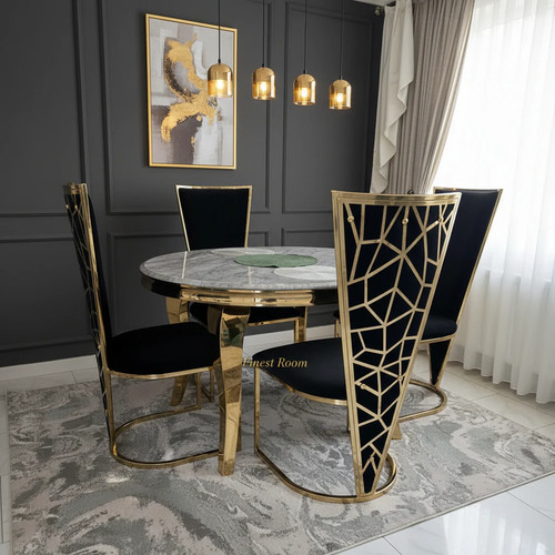 Round grey gold louis - gold, table