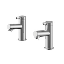 Swirl Bathroom Basin Pillar Taps Chrome Lever 1/4 Turn Operation Hot Cold Pair