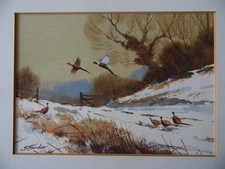 Pheasants in a Snowy Landscape