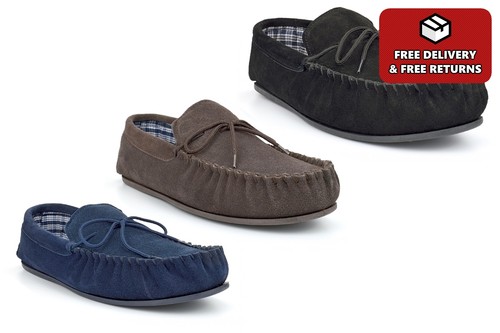 Mens moccasin slippers - size, 6