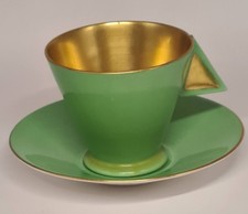 Shelley Mode demitasse coffee cup saucer duo green gold 11754/4 1930 A/F
