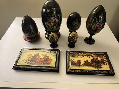 Russian lacquer wood egg - russian,