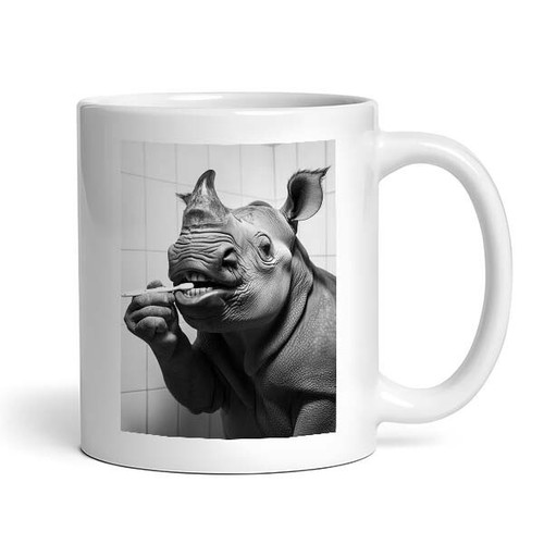 Rhino brushing teeth cute - brushing,