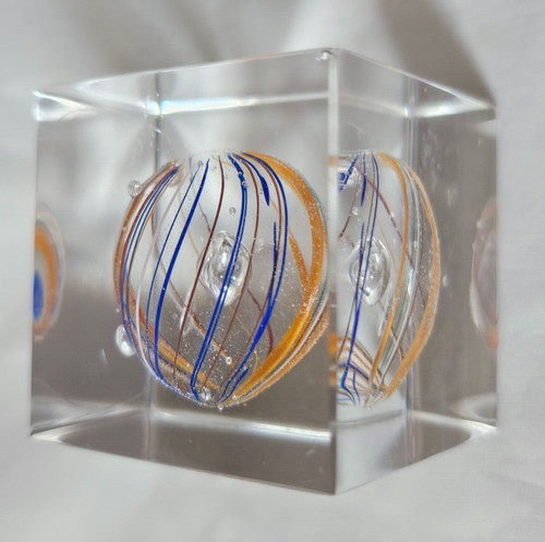 European glass cube object - glass,