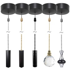 ElekTek Matt Black Bathroom Ceiling Light Pull Cord Switch Fob Handle Chain Kit