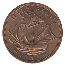 1957 Elizabeth II Halfpenny