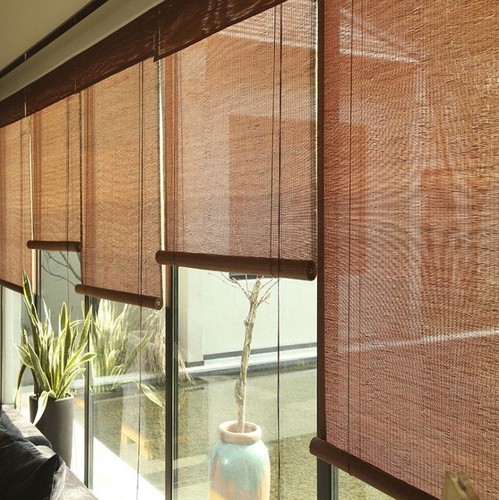 Bamboo roller blind window - bamboo,