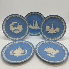 Wedgwood Blue Jasper X5 Vintage Christmas Plates London Scenes- 1969/70/71/72/73