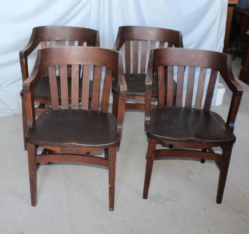 Antique set four oak arm - four,