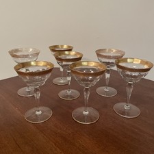 Vintage Tiffin Franciscan Rambler Rose Champagne Coupes Set 7 American Ohio