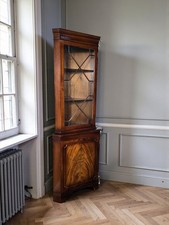 An Antique Style Flame Mahogany Full Height Corner Cabinet ~Delivery Available~
