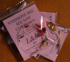 4 x 2 HOOK WISHBONE SEE-SAW L&M SEA FISHING RIG 80lb BODY size 2 STINGER HOOKS
