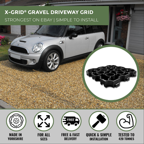 Gravel grid driveway - grid, geo