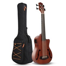Batking Bass Ukulele UBass Baritone 30 Inch Mahogany F-Holes Fretless/EQ Gig Bag