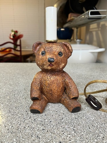 Vintage wooden teddy - vintage, lamp