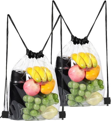 2pcs clear drawstring backpack - clear,
