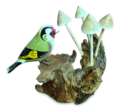 Goldfinch with mushrooms 18cm - with,