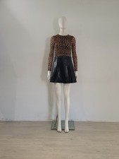 Alice + Olivia (4) 'Chara' Dress UK 8 EU 36 Faux Leather & Leopard Mesh Dress