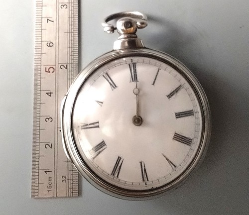 Large silver pair cased - silver, verge