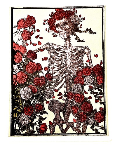 Skeleton roses sticker - 4”,