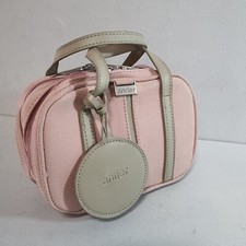 ANTLER Pink Cosmetics Case Vanity Bag Retro Two Tone Overnight Travel Moleskin