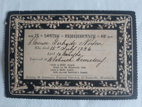 1886 mourning card - 1886,