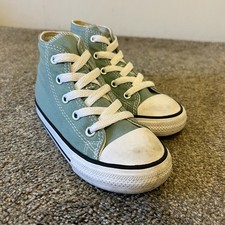Converse UK Size 9 (EU 25) Infants Kids Teal Chuck Taylor Hi Top Trainers