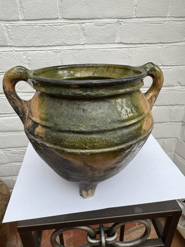 Green slipware medieval tripod - medieval,