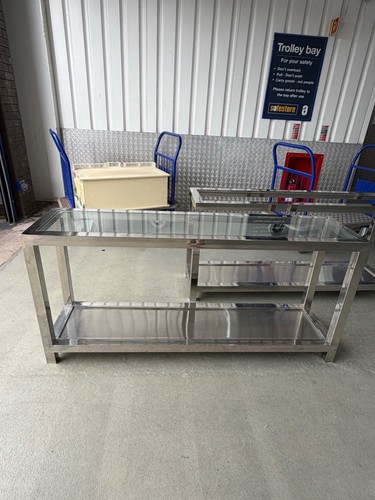 Chrome mirror side tables - mirror,