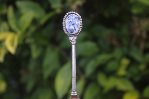 Vintage spoon blue white - spoon,