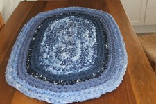 Handcrafted crocheted rag rug recycled fabric country cottage shabby chic rustic