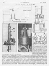 1909 3x Antique Engineering Prints - The Humphrey Gas Pump
