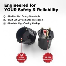 EU to UK Adapter 13A 2 Pin to 3 Pin Plug Mains Visitor Travel adaptor
