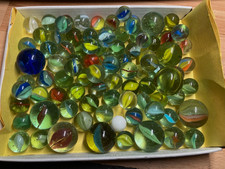 Vintage Cats Eye & Clear Marbles 640g Mixed Colours Glass Collection