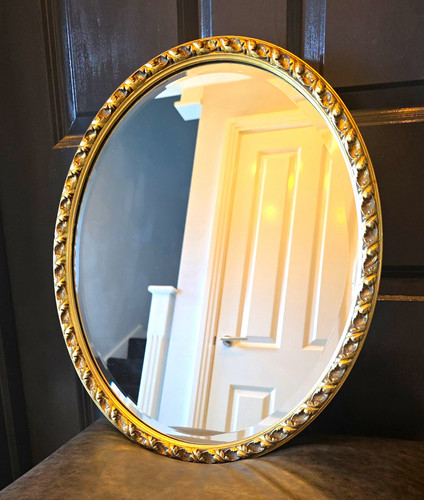 Vintage 1950s oval gilt - oval, gesso