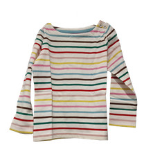 Ex Boden Girls Top Long Sleeve Rainbow Breton Stripe Cotton New 2-14 Years NEW