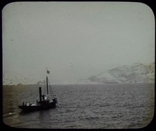 Glass Magic Lantern Slide GOOD - BYE TO THE PILOT BOAT C1900 PHOTO SHIP STEAMER
