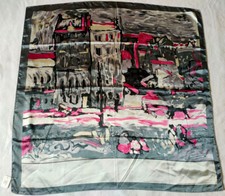 Luxury Square Silk Scarf, Van Gogh's Painting,Castles and People,90cmx90cm